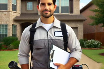 Professional Dallas exterminator inspecting a home for common pests like termites, ants, rodents, bed bugs, and cockroaches in a Dallas neighborhood.